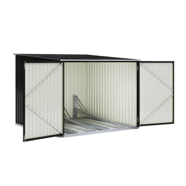6x7ft Black Galvanized Steel Bicycle Storage Shed