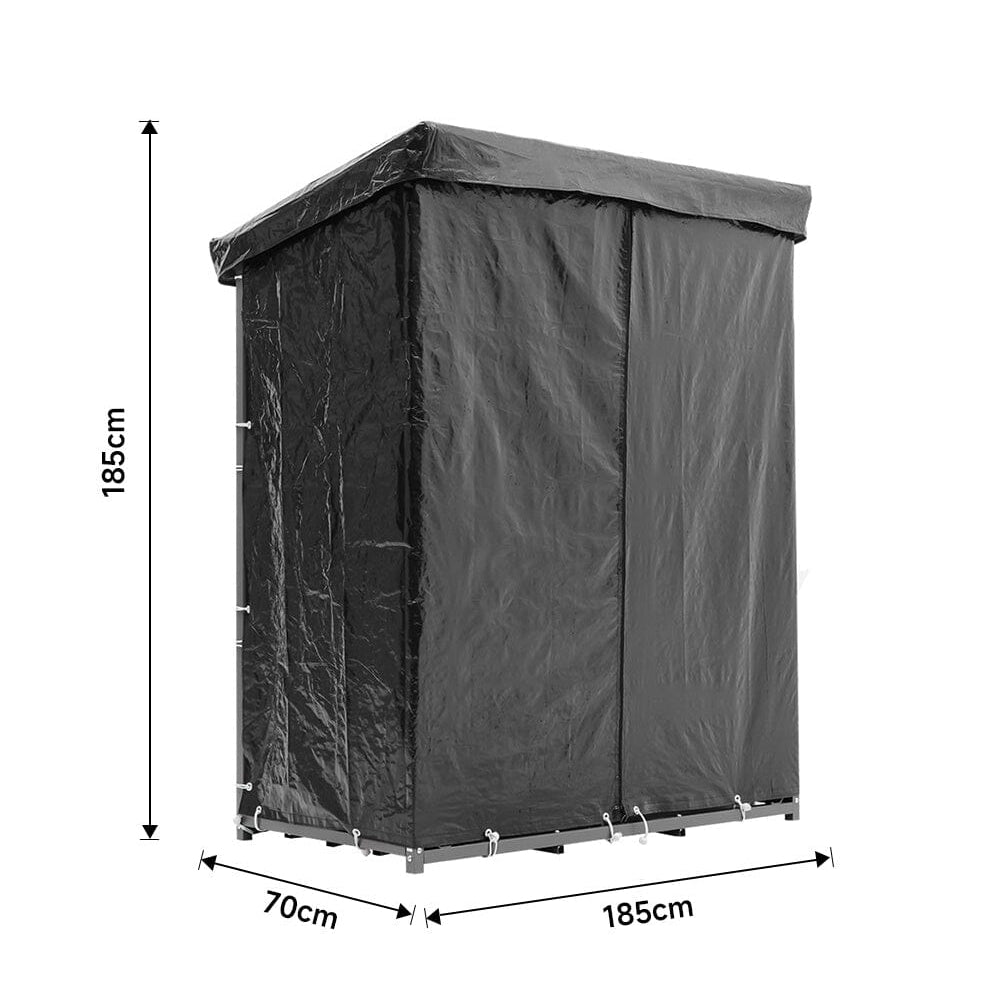 Dimensions of L Size Firewood Rack – Oversized Metal Log Holder with PE Roof Cover