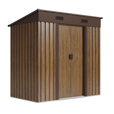 6x4FT Metal Garden Storage Shed with Lockable Sliding Doors