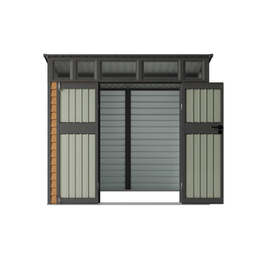 8x7FT Metal Garden Tool Storage Shed with Lockable Double Doors