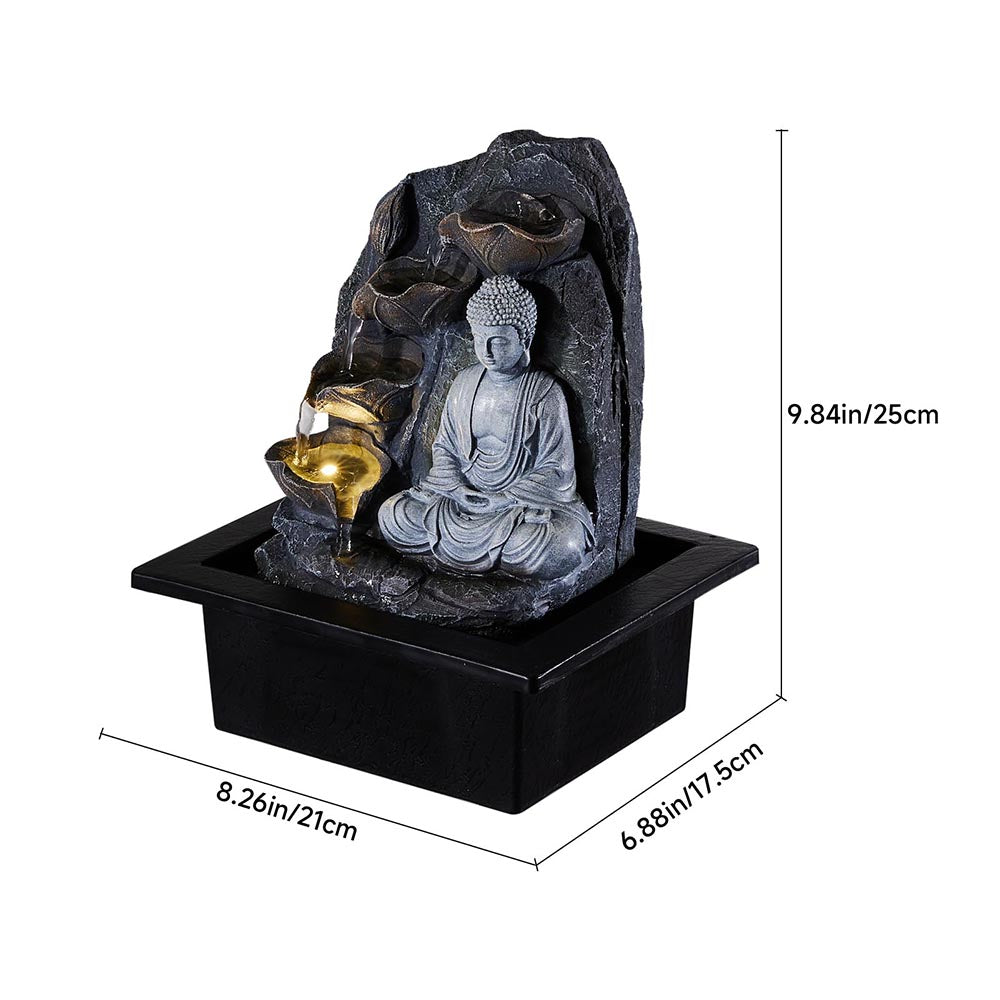Buddha Tabletop Water Fountain Decor with LED Lights