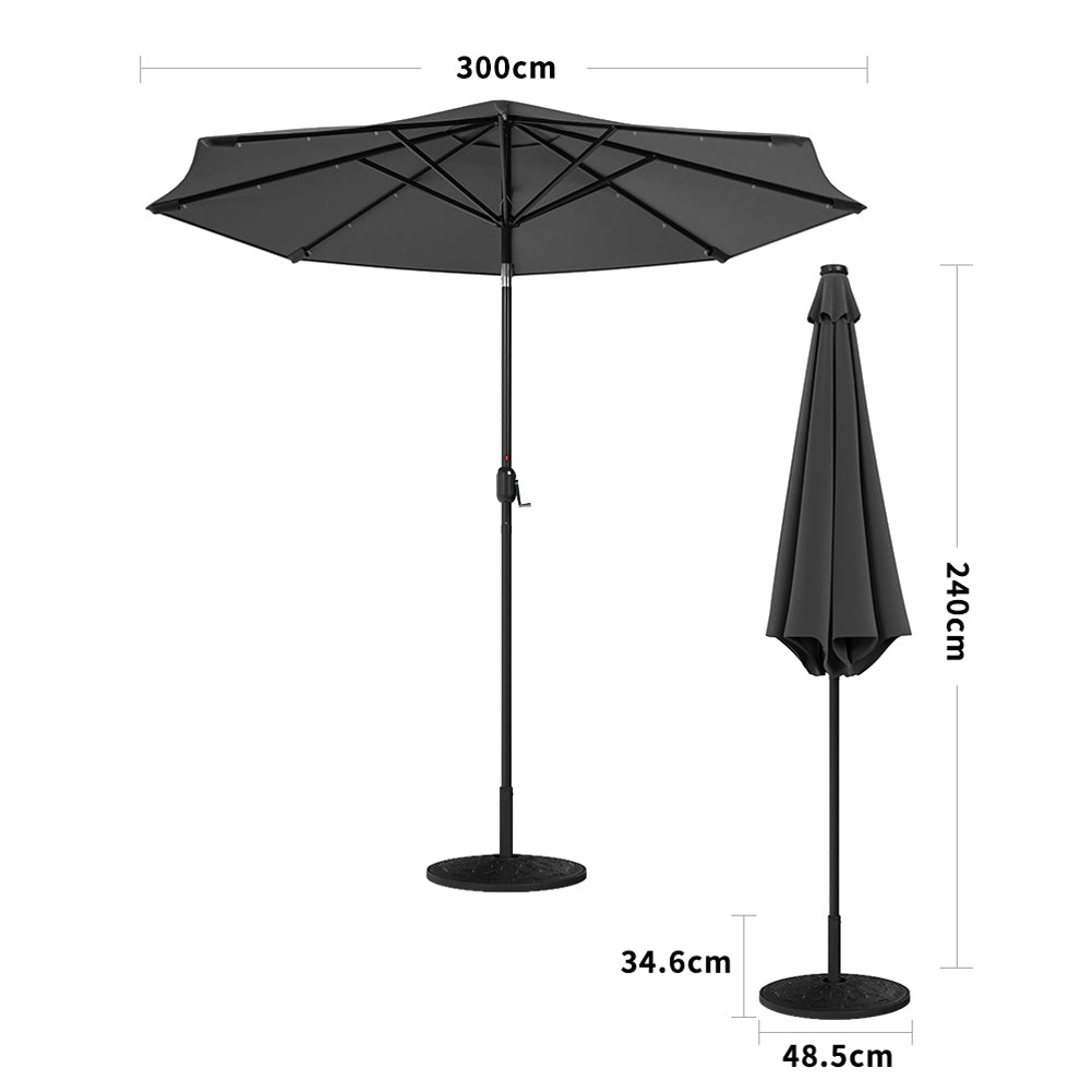 3M Octagon Garden Parasol Umbrella with LED