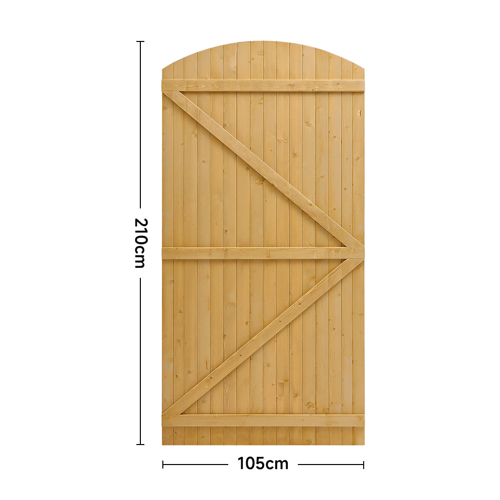 Pine Wood Garden Gate Arched Top Weather Resistant with Hinges & Latch
