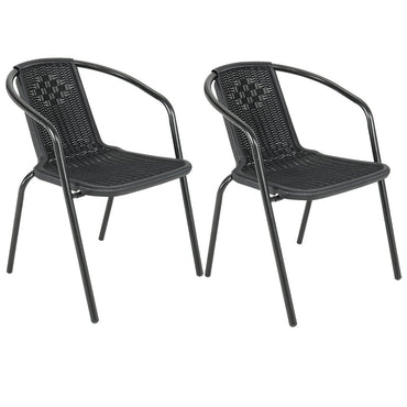Garden Ripple Round Table With Umbrella Hole Or 2/4/6 Stacking Chairs Garden Dining Sets Living and Home Only 2Pcs Black Chairs