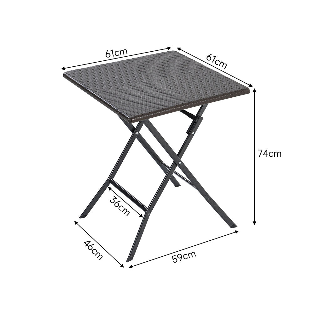 Dimensions of Square Rattan-Effect Folding Camping Table - Portable and lightweight for outdoor use