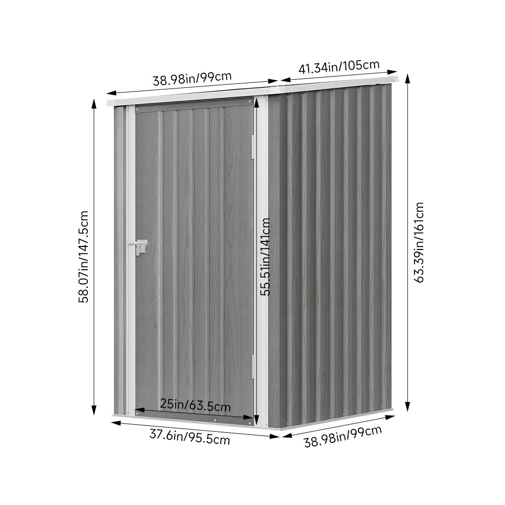3x3ft Zinc Steel Garden Storage Shed with Pent Roof & Lockable Door