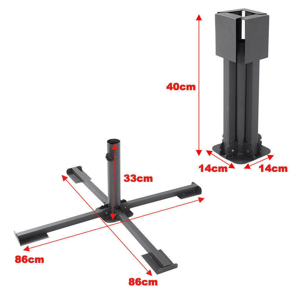 Foldable Parasol Base Heavy Duty Metal Cantilever Parasol Stand