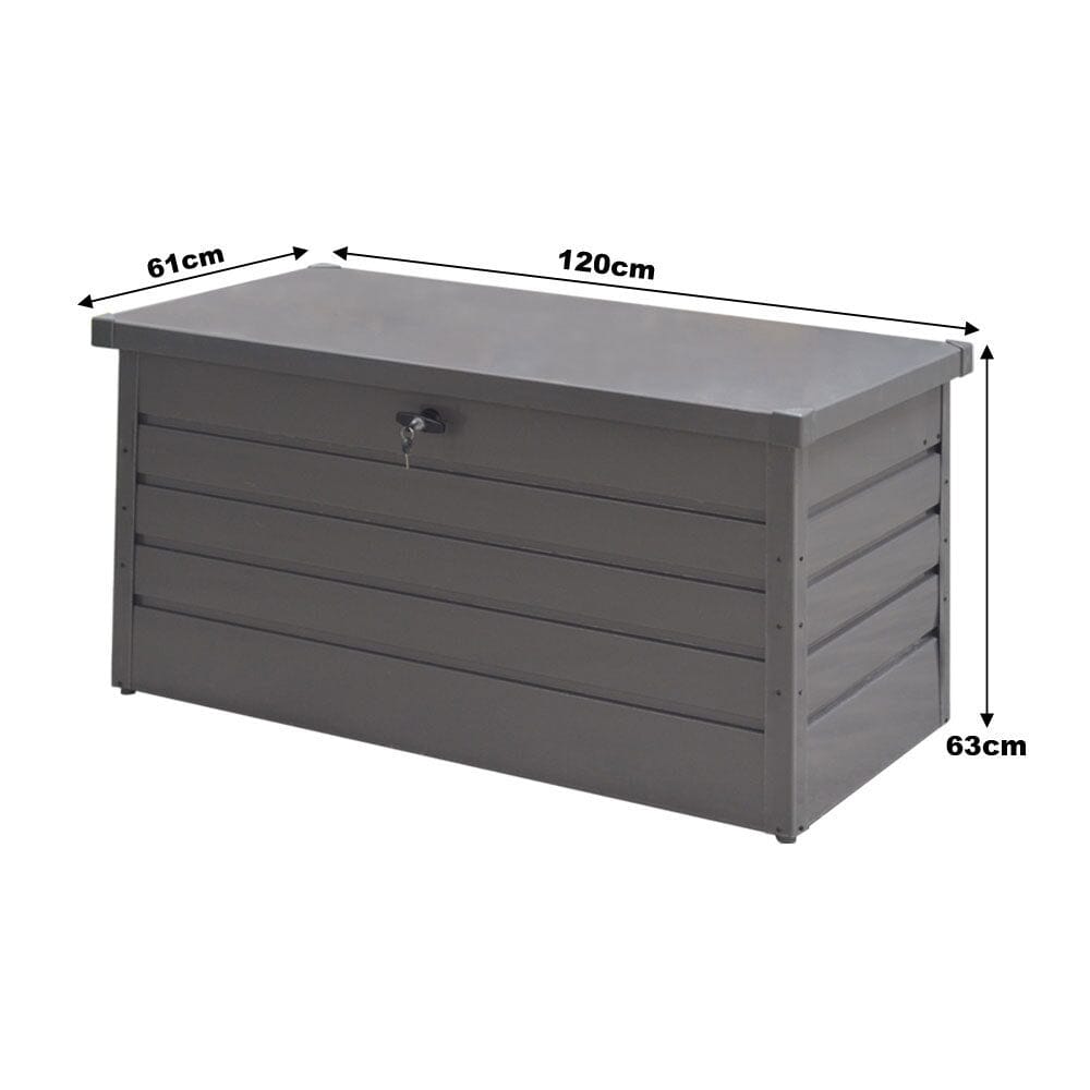 Dimensions of 350L Grey Lockable Metal Storage Box – Weather-Resistant Garden Chest Size Guide