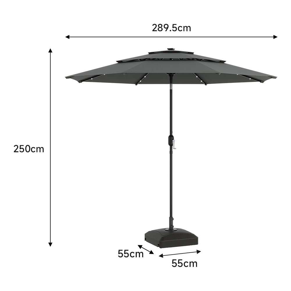 Grey Garden 3 Tier Parasol Umbrella with Base
