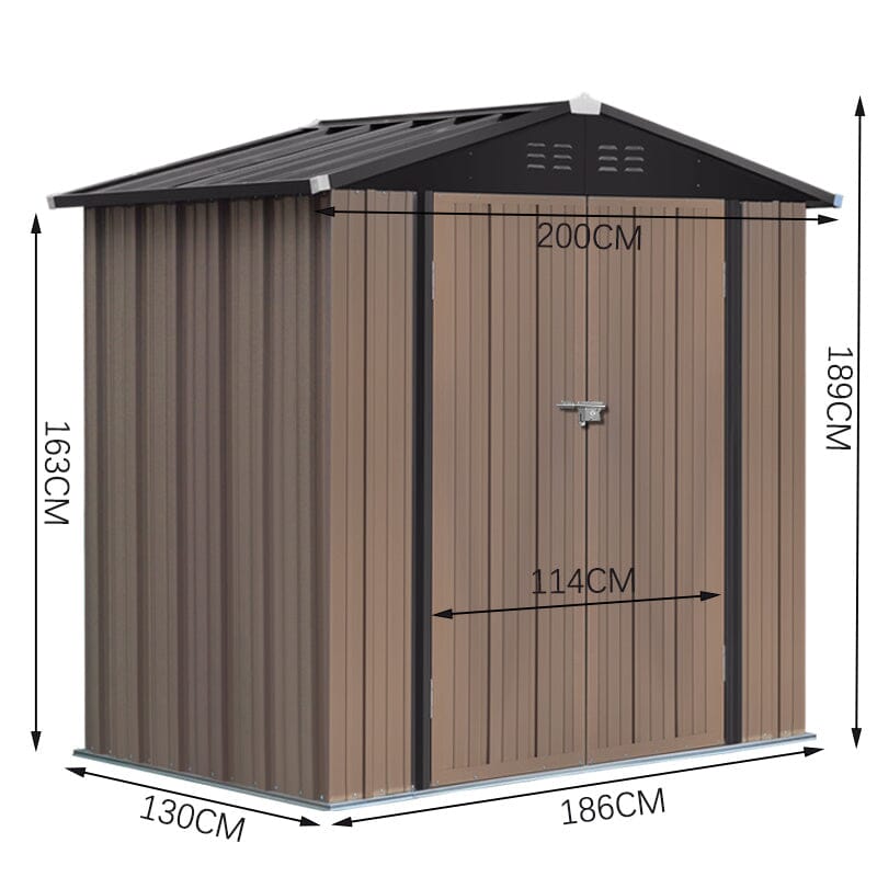 7x4ft metal garden shed external dimensions – width, height, and depth size diagram