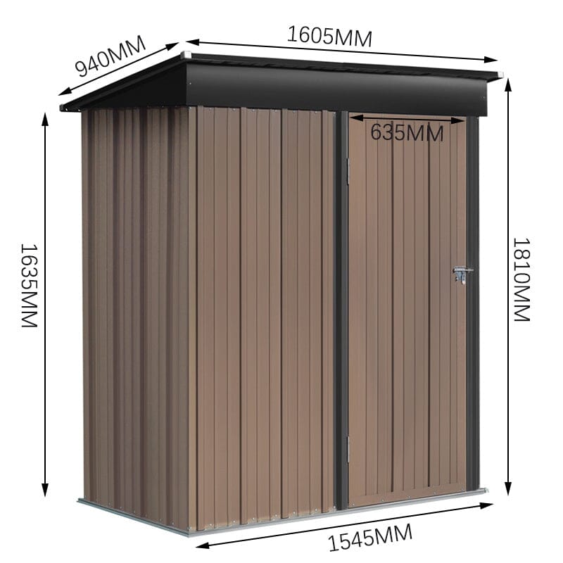 Dimensions Diagram of 5x3ft Metal Garden Storage Shed – Compact Size with Tall Door Clearance