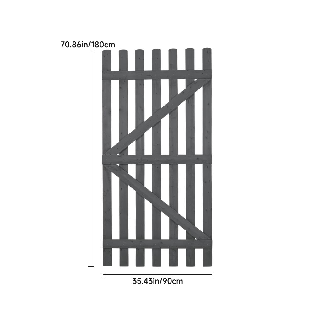 Grey Fence Style Pine Wood Garden Gate with T Hinges & Lock
