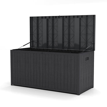 Black 430L Metal Garden Storage Box with Lock – Weatherproof Outdoor Container