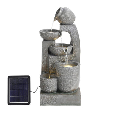 Solar 5-Tier Cascade Water Fountain for Outdoors Fountains Living and Home
