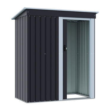 3x5FT Anthracite Metal Garden Shed With Lockable Sliding Door
