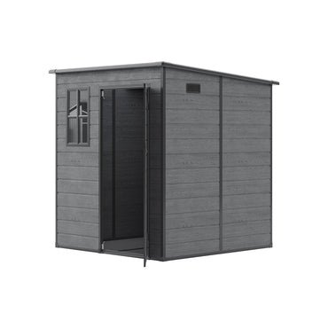 6x6ft Plastic Lockable Garden Storage Shed Sloped Roof with Window