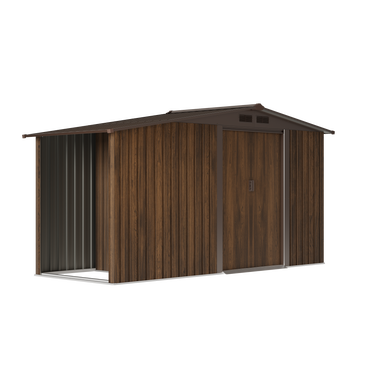 4x8FT Outdoor Metal Garden Tool Storage Shed with Log Storage