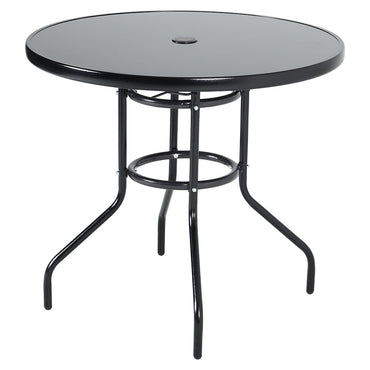 Black Round/Rectangular Garden Patio Table with Umbrella Hole