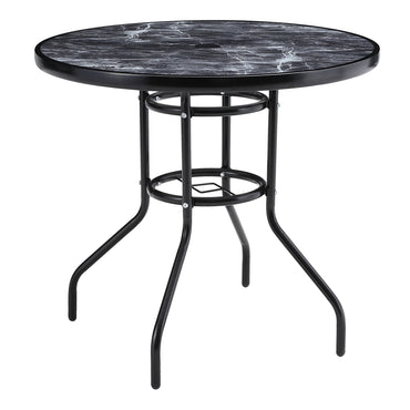 Black Garden Round/Square Marble Patio Table With Umbrella Hole