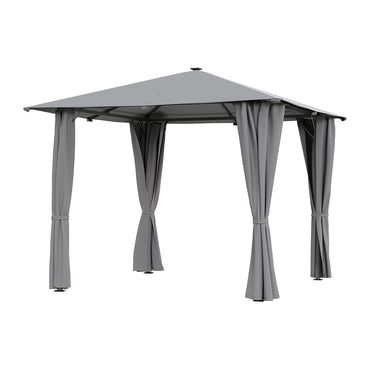 Garden Gazebo with Solar LED Lights Waterproof Canopy Outdoor Patio Shade Shelter