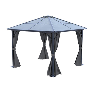 3m Metal Gazebo With UV Resistant PC Roof And Privacy Curtains