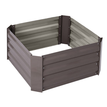 Brown Galvanized Steel Square Raised Garden Bed Planter Box, 100cm W x 60cm D x 30cm H on white background - Durable and eco-friendly outdoor planter