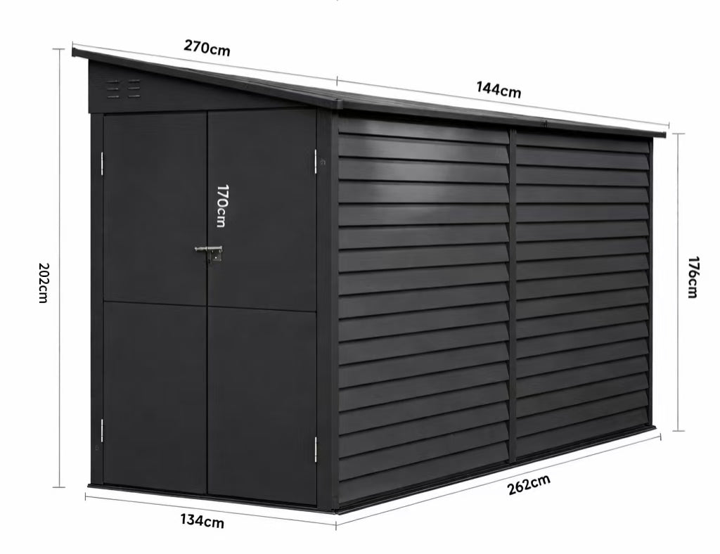 9x4.6ft Outdoor Lockable Steel Garden Storage Shed