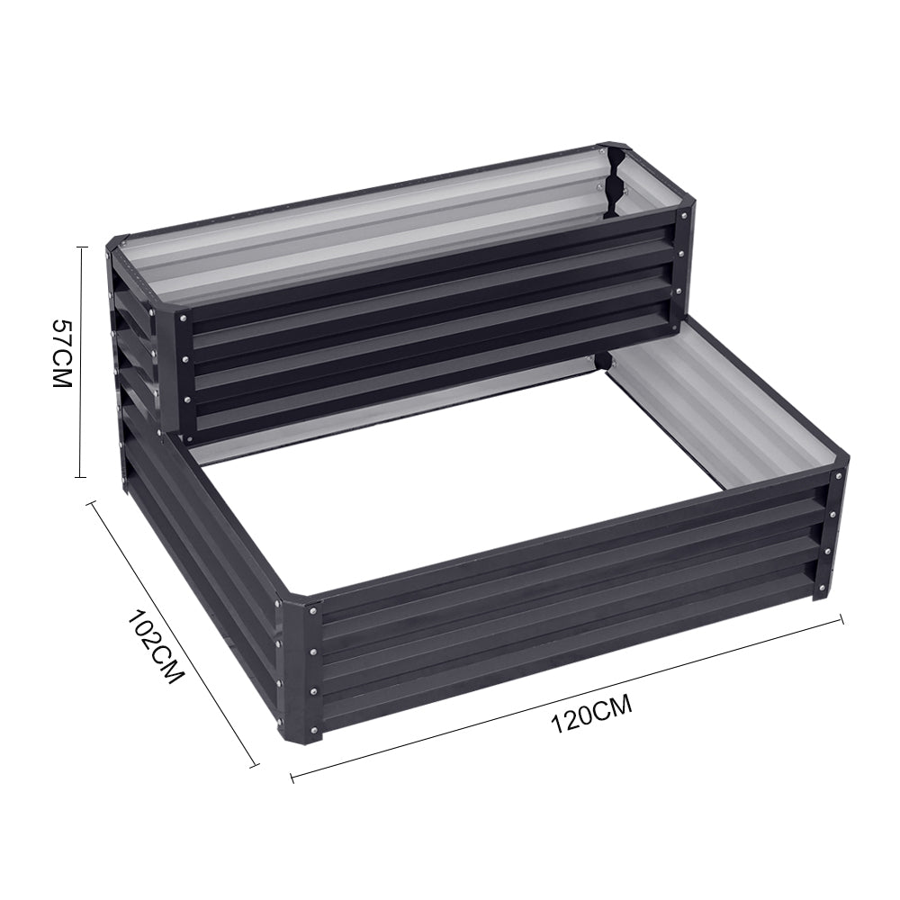Dimensions of Outdoor Double-Layer Rectangular Metal Raised Garden Bed - Ideal for both small and large garden spaces