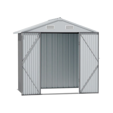 Freestanding 6x4ft Metal Garden Shed – Lockable Tool Storage with Sloped Roof and Steel Panels