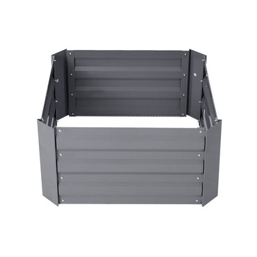 Small Grey Galvanized Steel Square Raised Garden Bed Planter Box on white background - Sturdy and eco-friendly garden bed