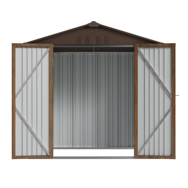 4x6FT Lockable Metal Garden Storage Shed with Lockable Door