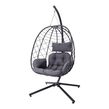 Egg-Shaped Garden Swing Chair with Soft Cushion & Headrest