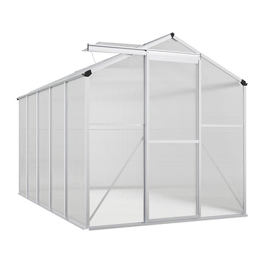 10x6ft Aluminium Frame Greenhouse with Transparent Polycarbonate Panels – Product Overview on White Background