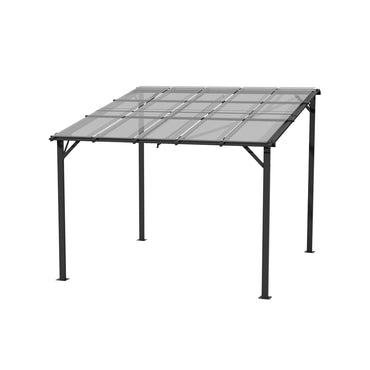 Grey 10x10ft Wall-Mount Patio Canopy with Retractable Roof - White Background