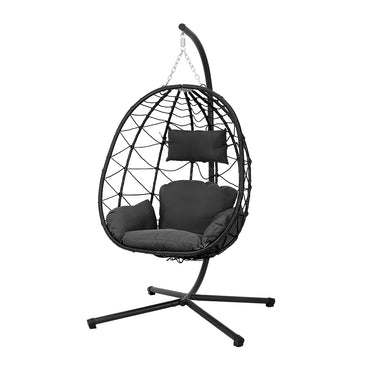 Grey Garden Swing Chair with Stand and Cushion