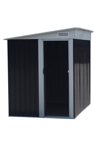 Freestanding 5x7ft charcoal black sliding door tool shed – weather-resistant metal storage unit