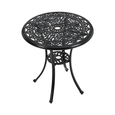 68cm Round Hollow Poinciana Patio Table with Central Umbrella Hole – Metal Outdoor Table