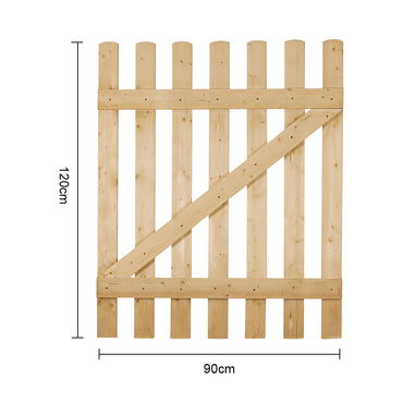 Traditional Fence Style Pine Wood Garden Gate with T Hinges & Lock