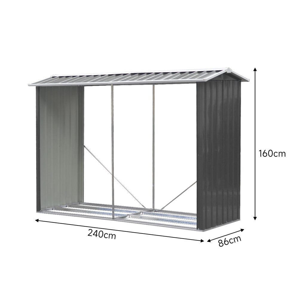 8x3ft Anthracite Steel Garden Shed Dimensions – Full Size Measurement Diagram