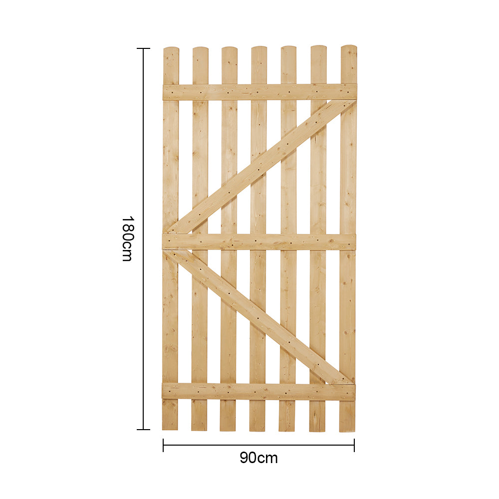 Traditional Fence Style Pine Wood Garden Gate with T Hinges & Lock