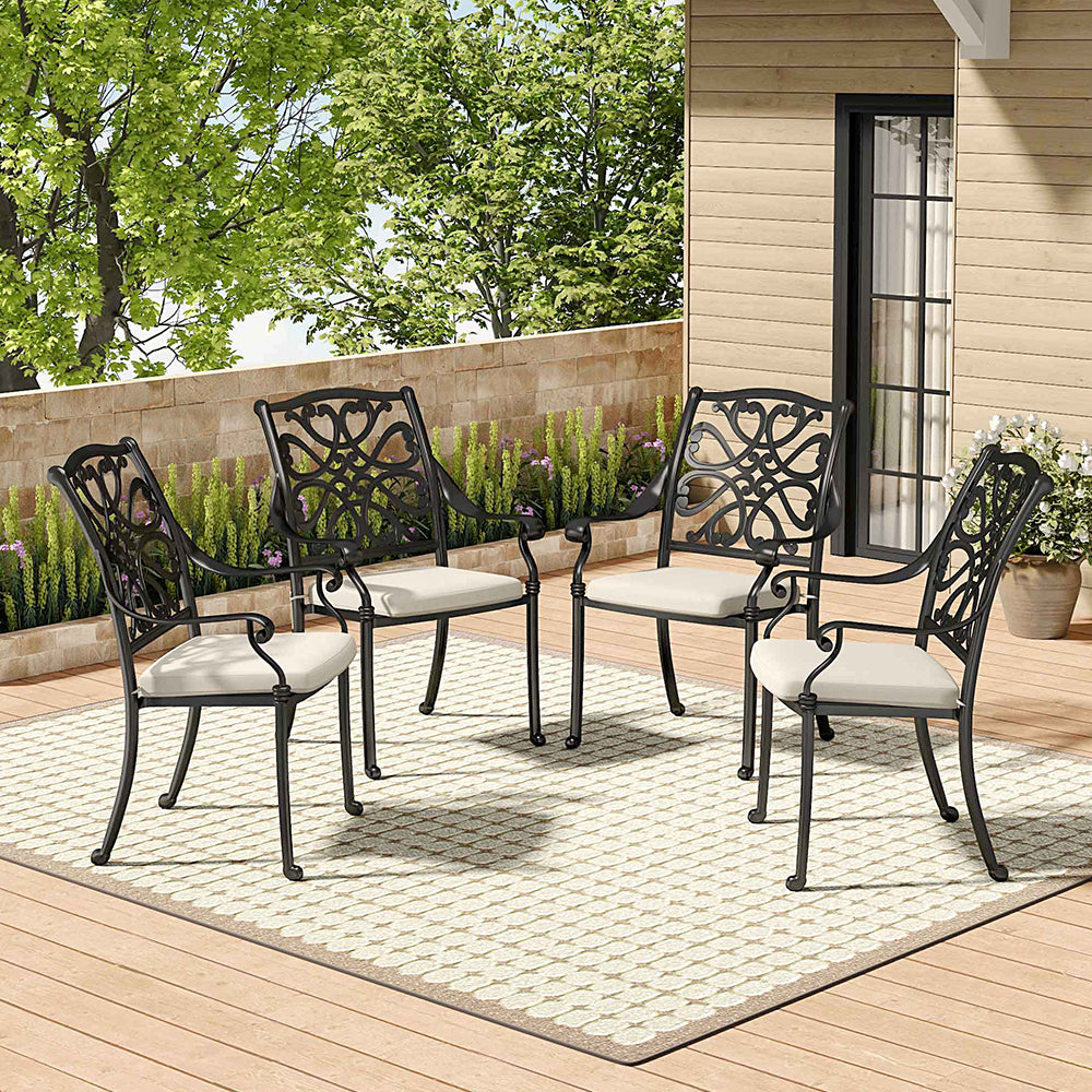 4 Pcs Cast Aluminum Patio Armchair with Cushion