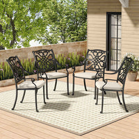 4 Pcs Cast Aluminum Patio Armchair with Cushion