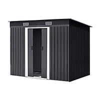 black steel garden shed with sloped roof - white background product image