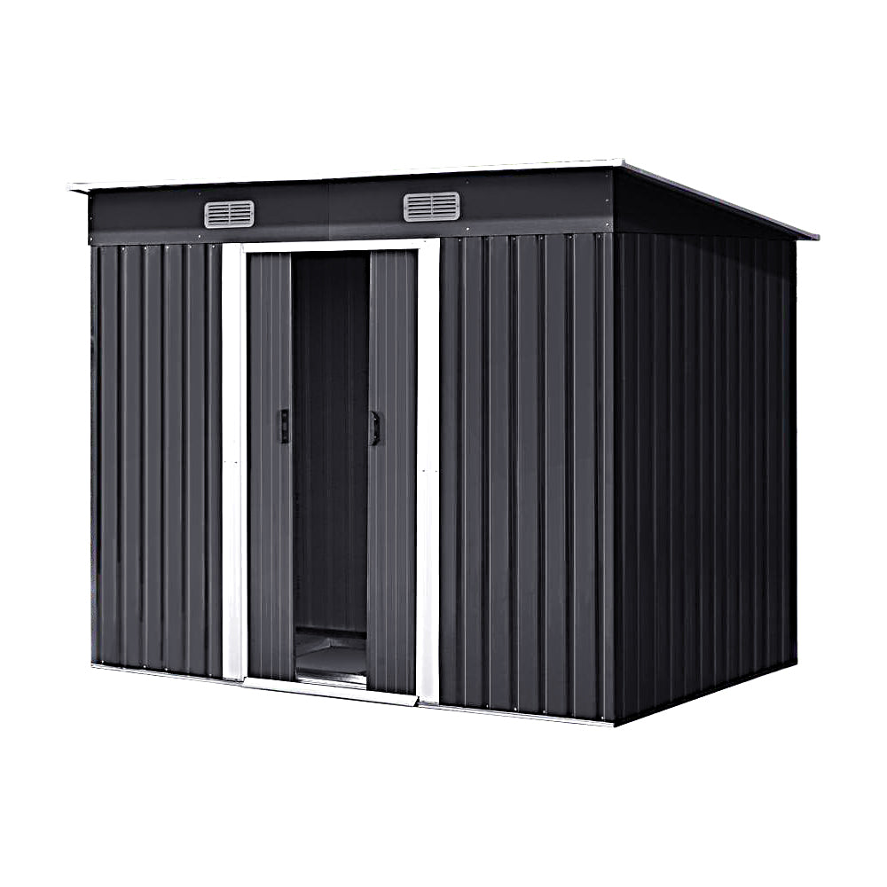 Black 4x6ft Steel Garden Shed – Durable Weather-Resistant Storage Solution