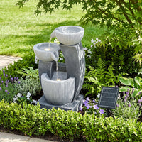Solar-Powered Garden Water Fountain Natural Stone Look with LED Lights