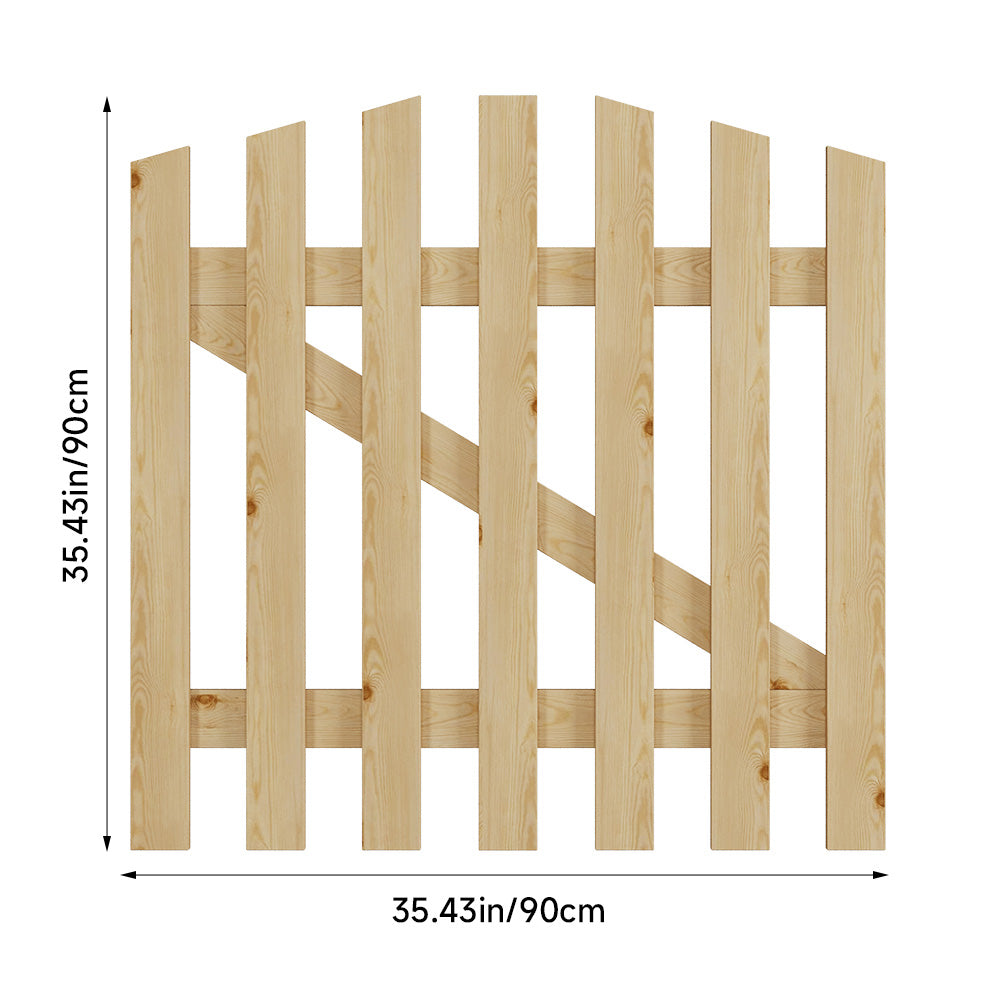 Arched Top Spruce Wood Garden Gate with T Hinges & Door Bolt