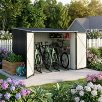 6x7ft Black Galvanized Steel Bicycle Storage Shed