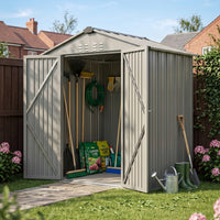 4x6FT Lockable Metal Garden Storage Shed with Lockable Door