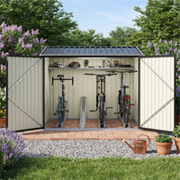 6x7ft Black Galvanized Steel Bicycle Storage Shed