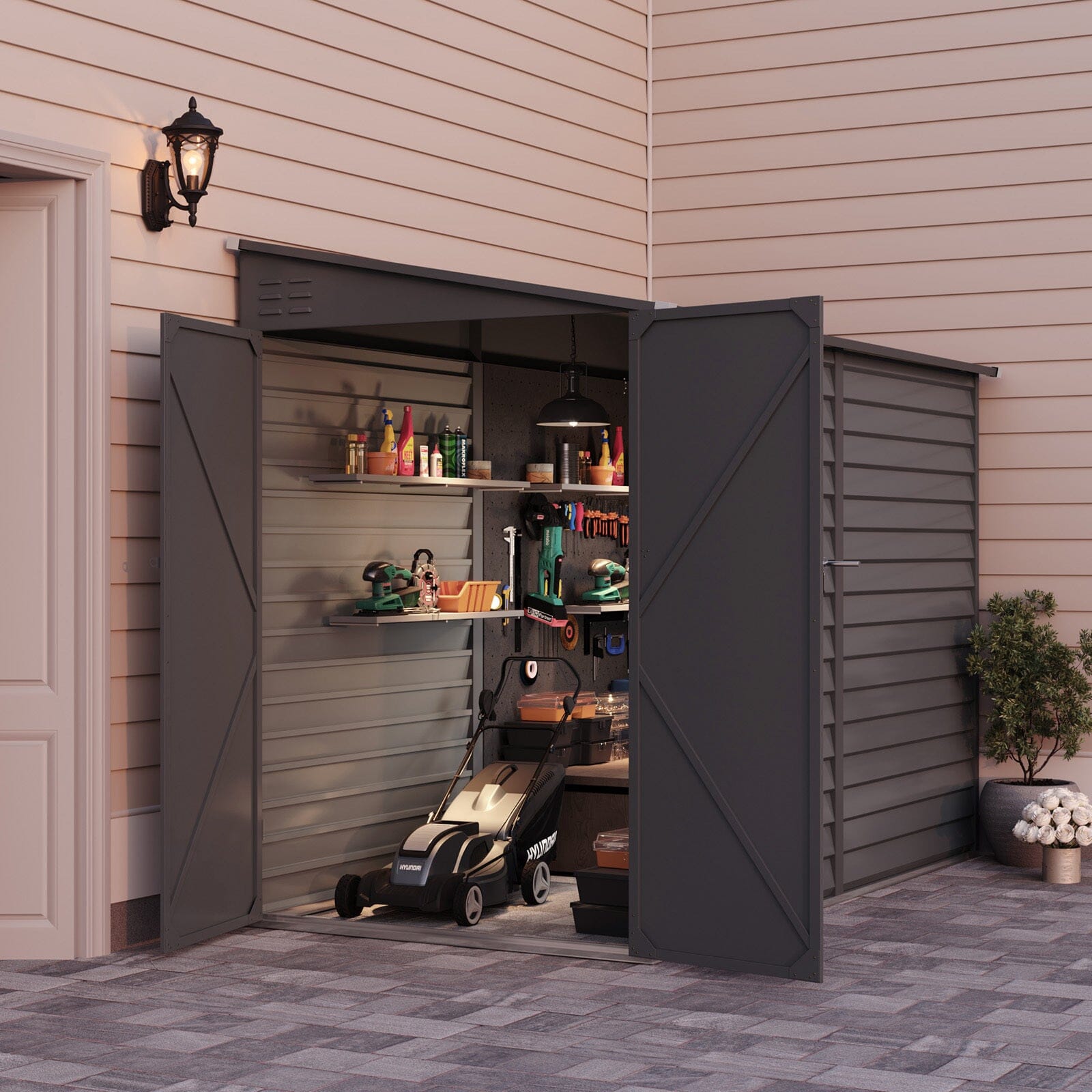 9x4.6ft Outdoor Lockable Steel Garden Storage Shed – Breeins